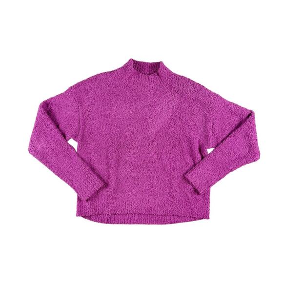 Sanctuary Evereve Magenta Pink Teddy Bear Chenille Mockneck Sweater Large - Picture 1 of 8